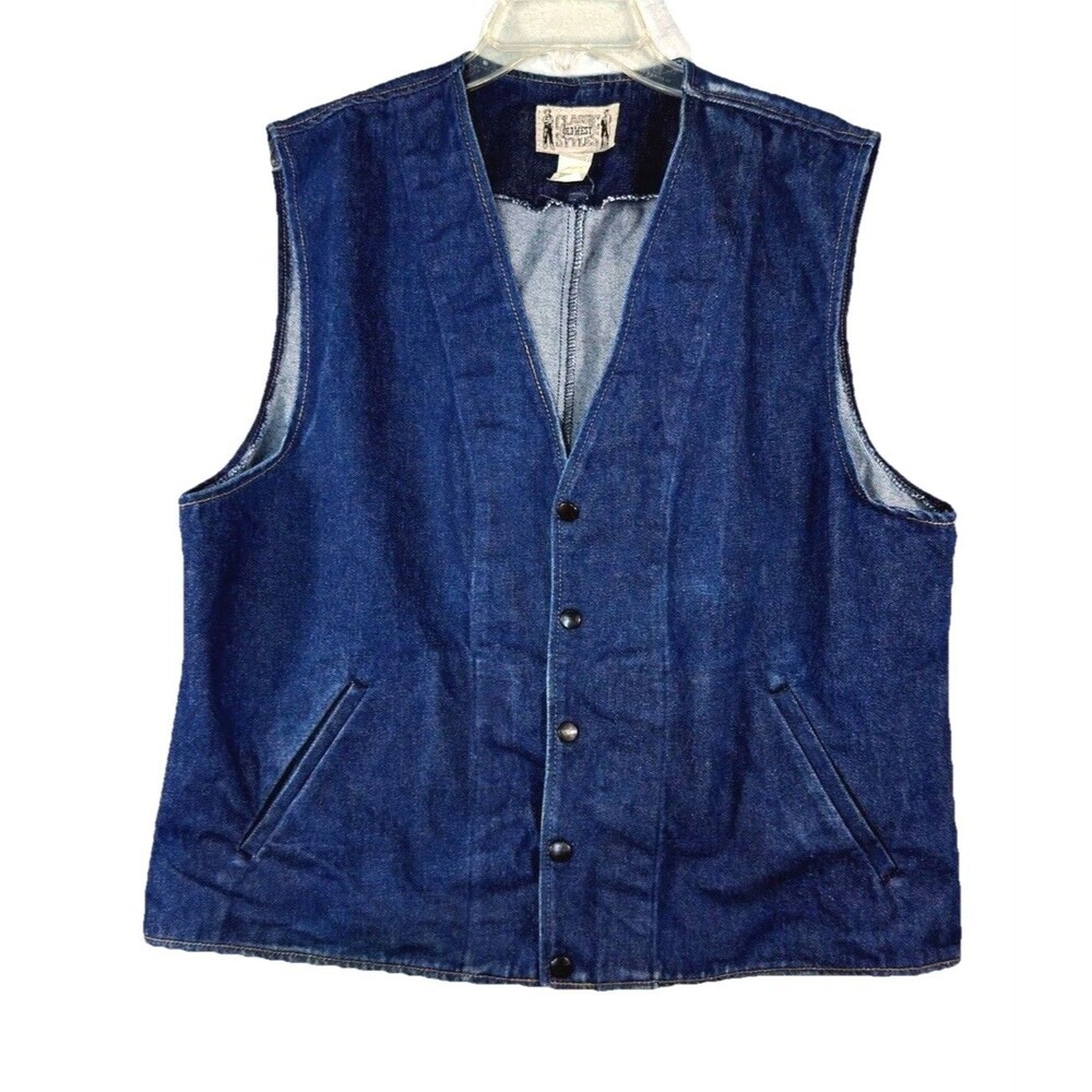 Classic Old West Styles Denim Concealed Carry Vest Men's XL Blue Made in USA